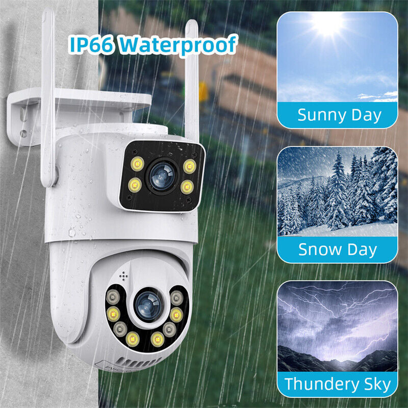 Dual Lens Wifi IP Camera Wireless Outdoor CCTV PTZ Home Security IR Cam