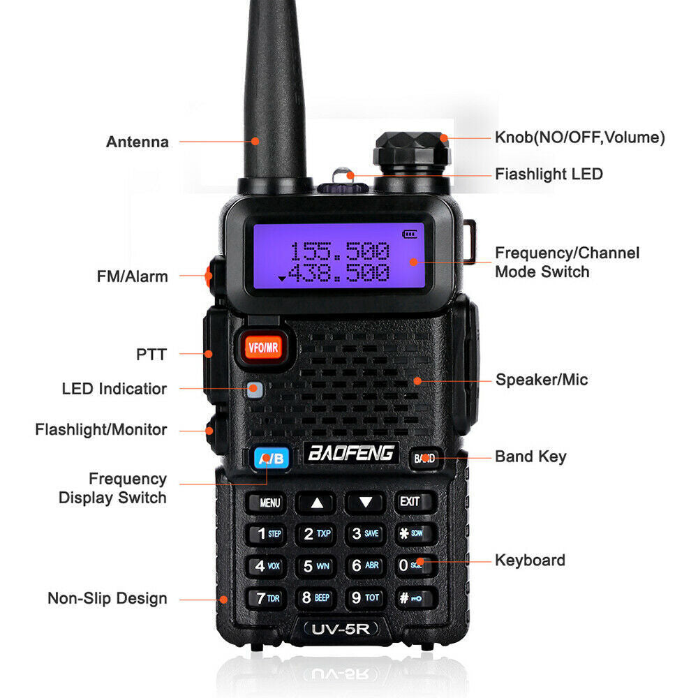 UV-5R Two Way Radio Walkie Talkie LCD Long Range  UHF with Headsets