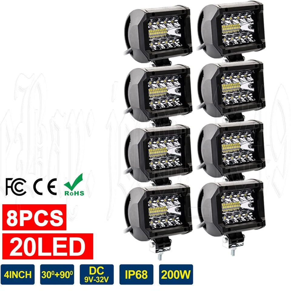 12V LED Work Light Bar Flood Spot Lights With Adjustable mounting bracket Driving Lamp Offroad Car Truck ATV SUV