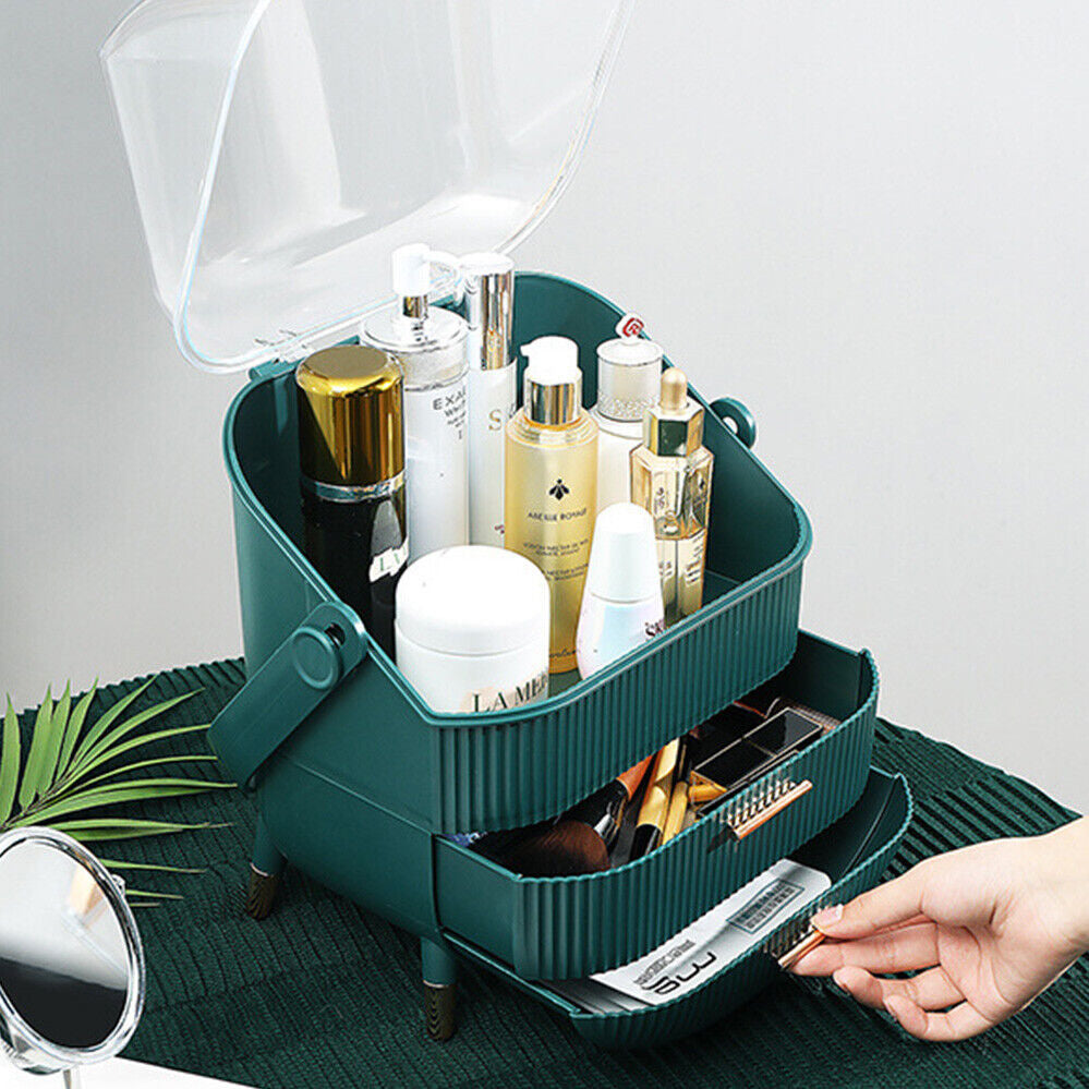 Dustproof Makeup Organiser Drawer Cosmetic Storage Case Jewellery Box / Handle