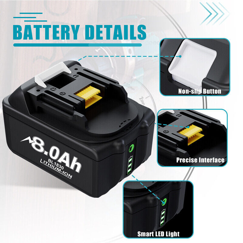 Compatible Battery 18 Volt 6.0Ah  for Makita LXT LITHIUM BL1830 BL1850 BL1860