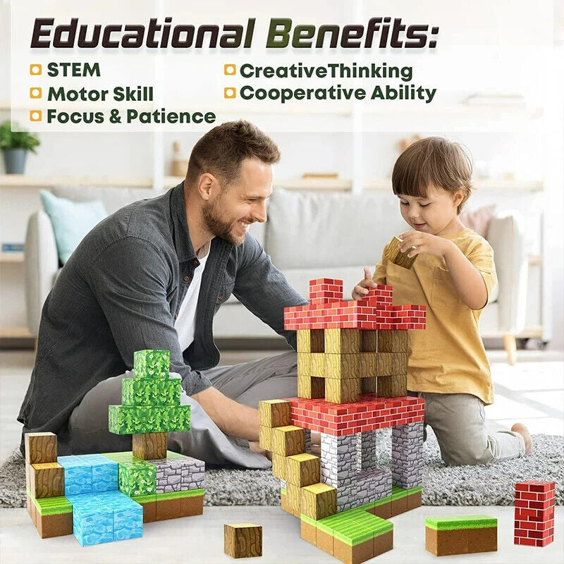 Minecraft Magnetic Building Blocks Set Square Magnet Action Figure Best Kids Toy Gift