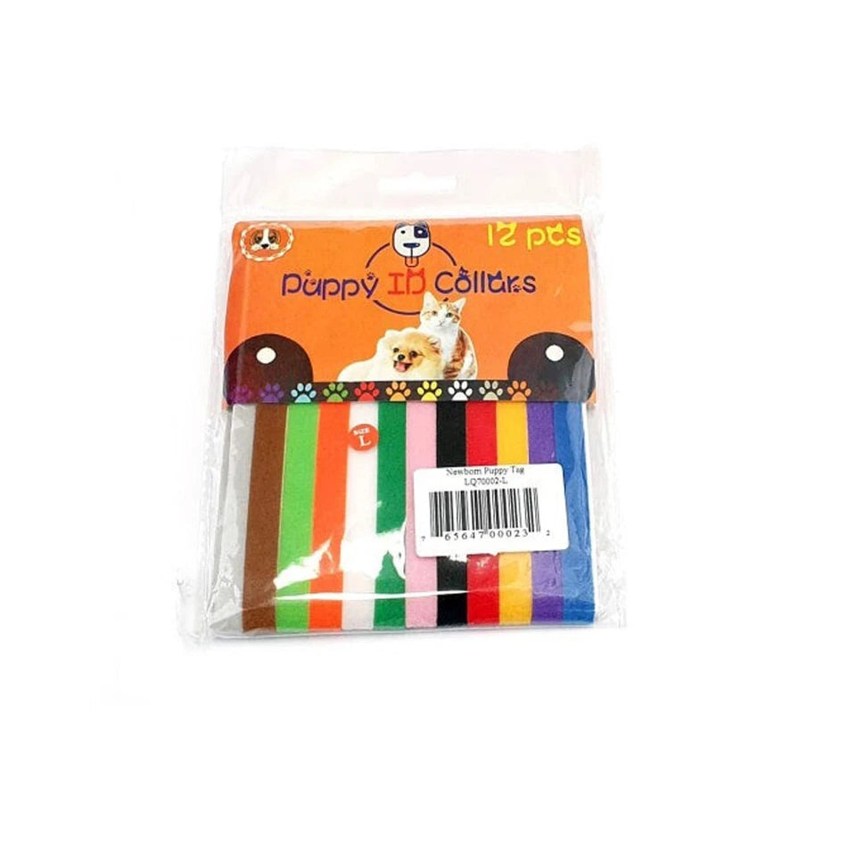 12 Colours Whelping ID Collar Bands Pet Puppy Kitten Dog Cat Identification Tags