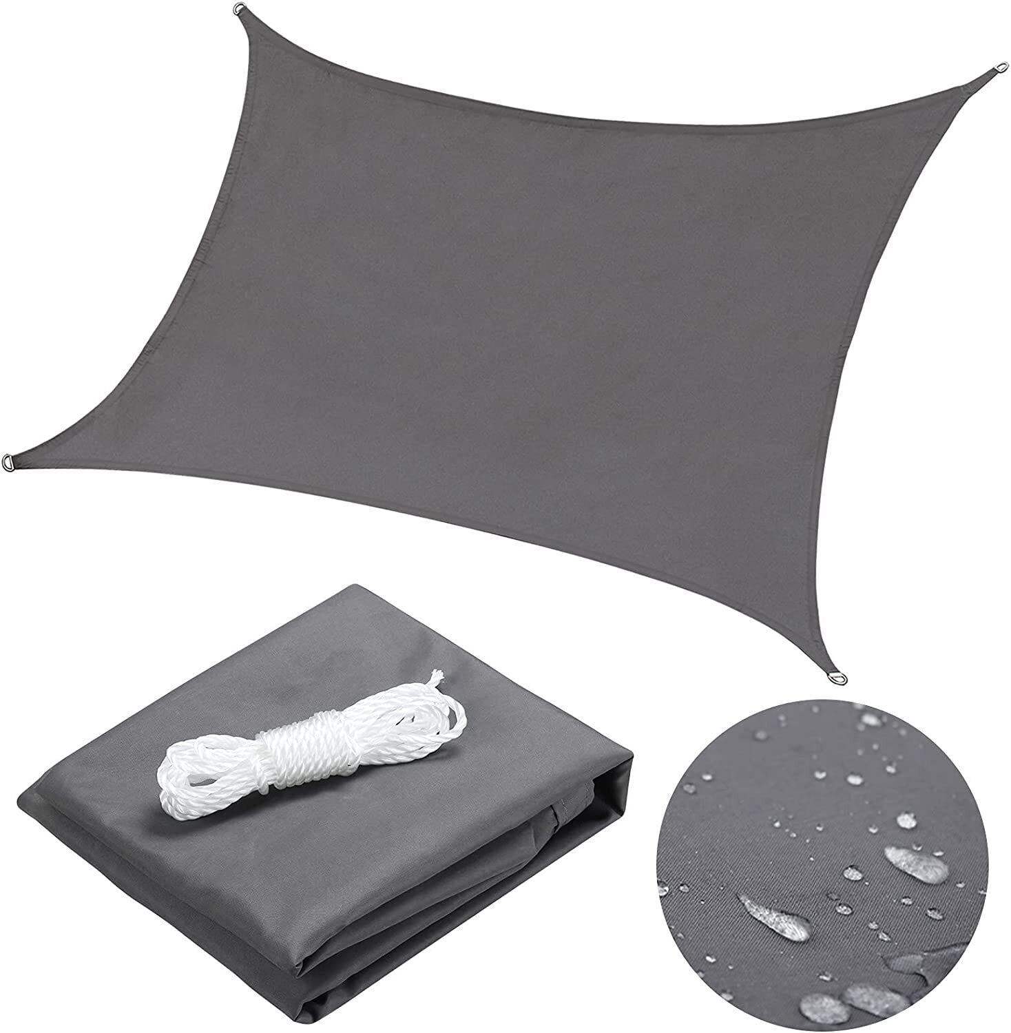 Sun Shade Sail Shade Cloth Extra Heavy Duty Grey 98% UV Block Shade Rectangle