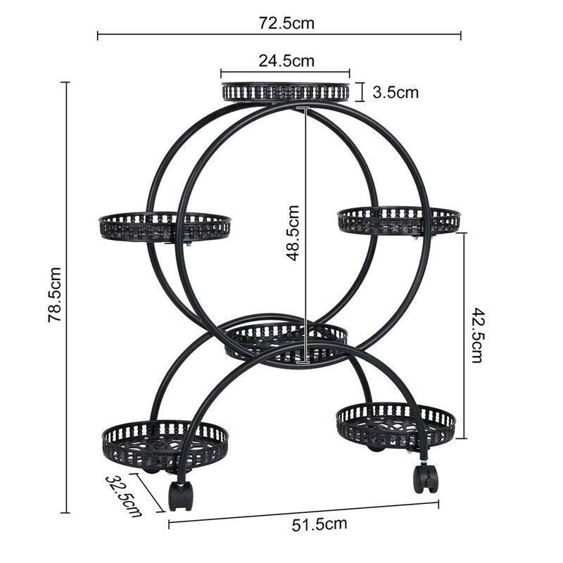4 Layer 6 Pots Metal Plant Stand Flower Holder Rack Display Holder Shelf Garden