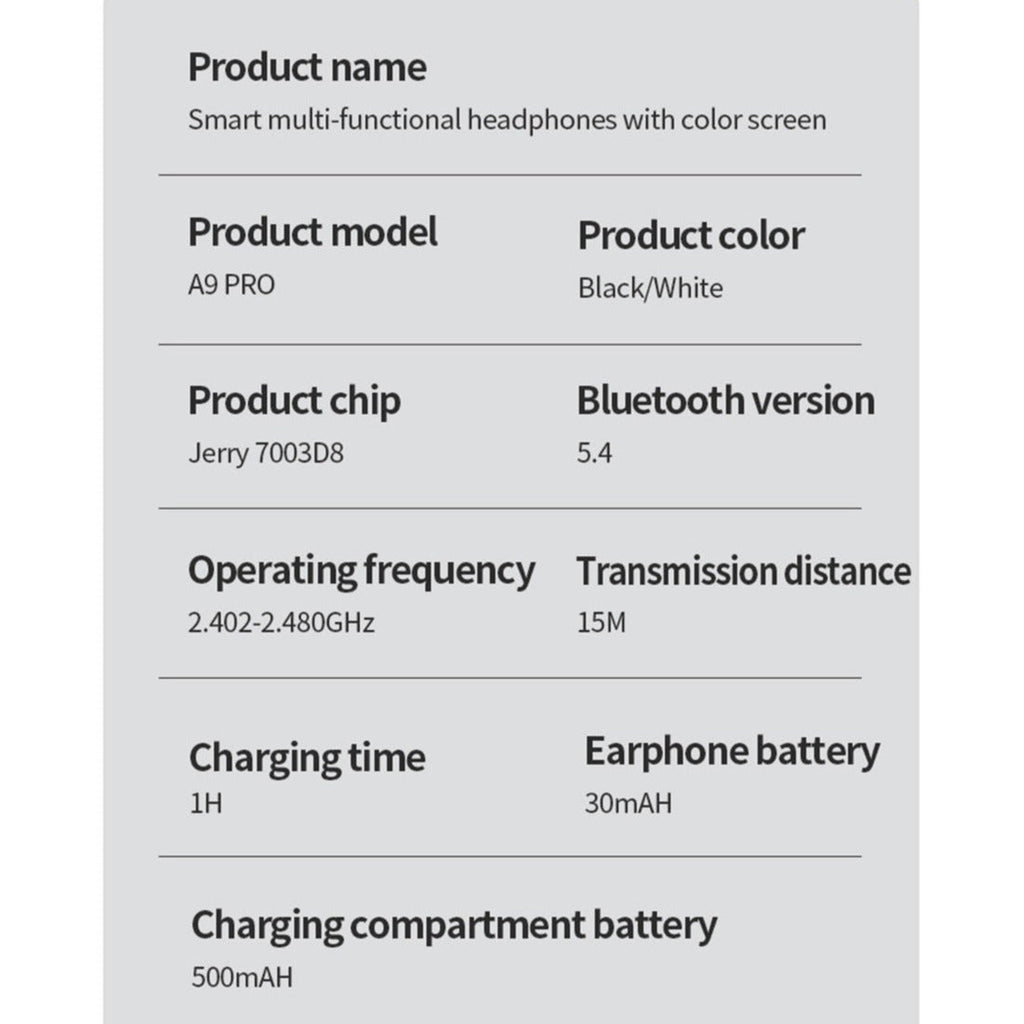 Smart ANC Earphone Touch Control Interactive LCD Screen Bluetooth 5.4 Headphones Wireless Earbuds With Active Noise Cancellation Waterproof Headsets