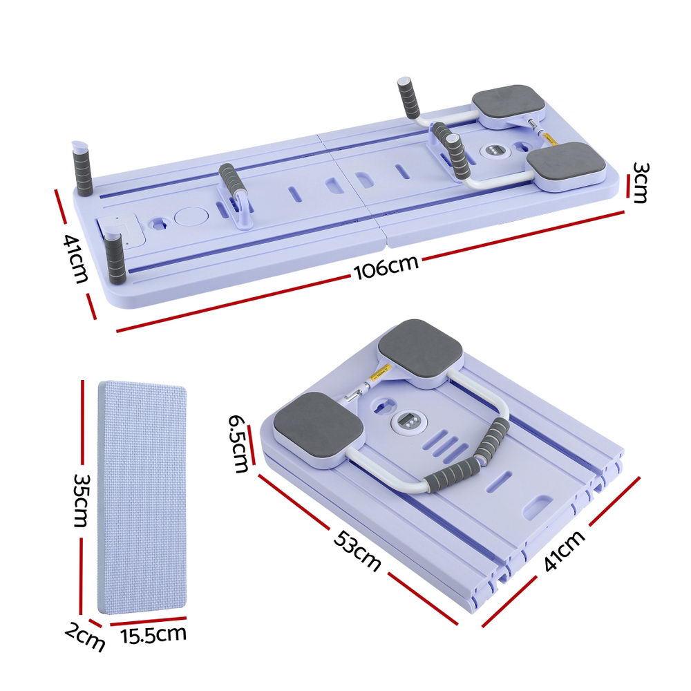 Everfit Pilates Reformer Abdominal Exercise Board Push Up Set Fitness Purple