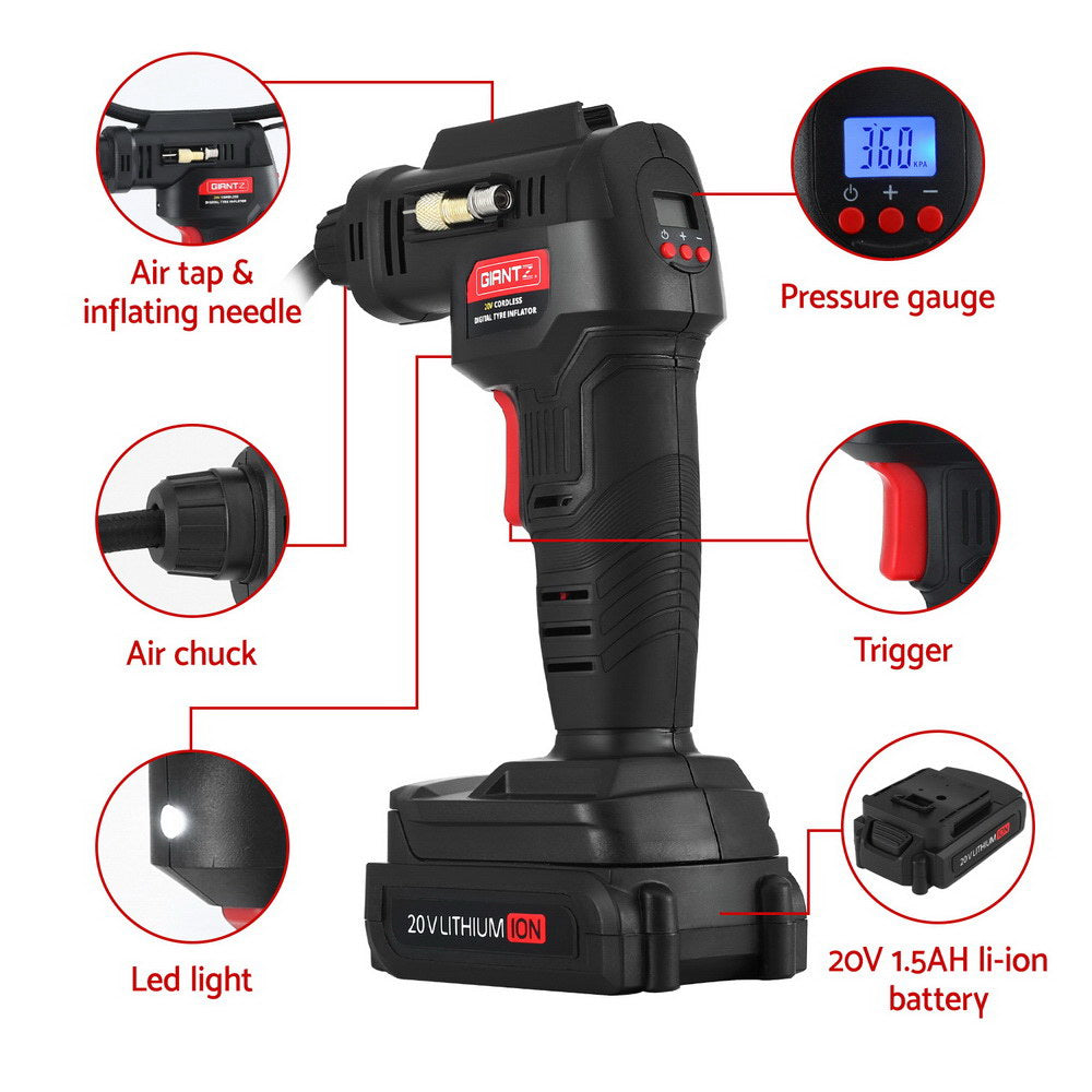 Giantz 20V Air Compressor 120PSI Electric Portable Air Inflator LED Light