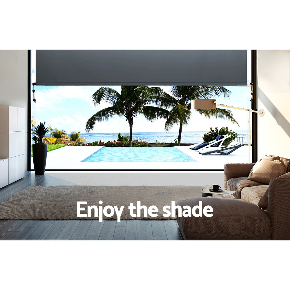 Instahut 1.8X2.5M Outdoor Blinds Awning Roll Down Canopy Retractable Outdoor Blinds Window Shade Grey