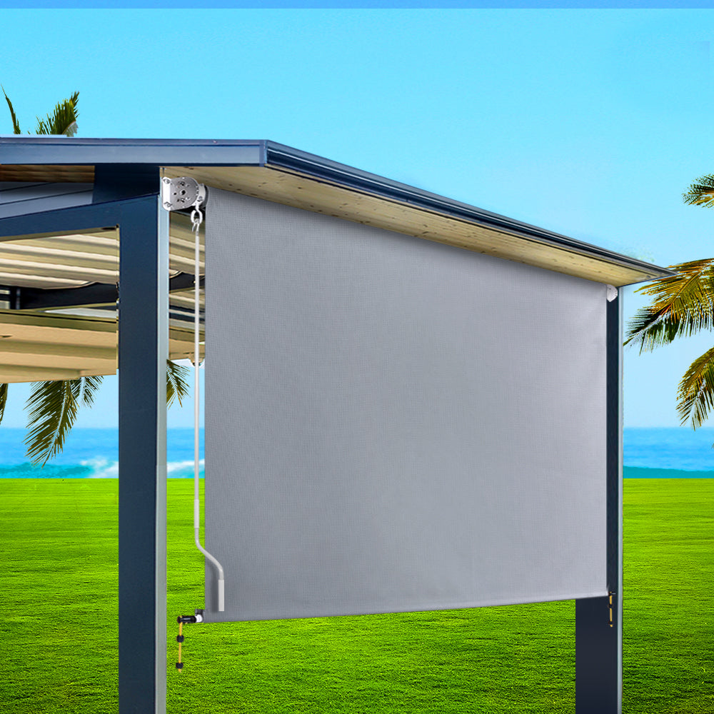 Instahut 3X2.5M Outdoor Blinds Awning Roll Down Screen Fabric Blinds Outdoor Window Shade Grey