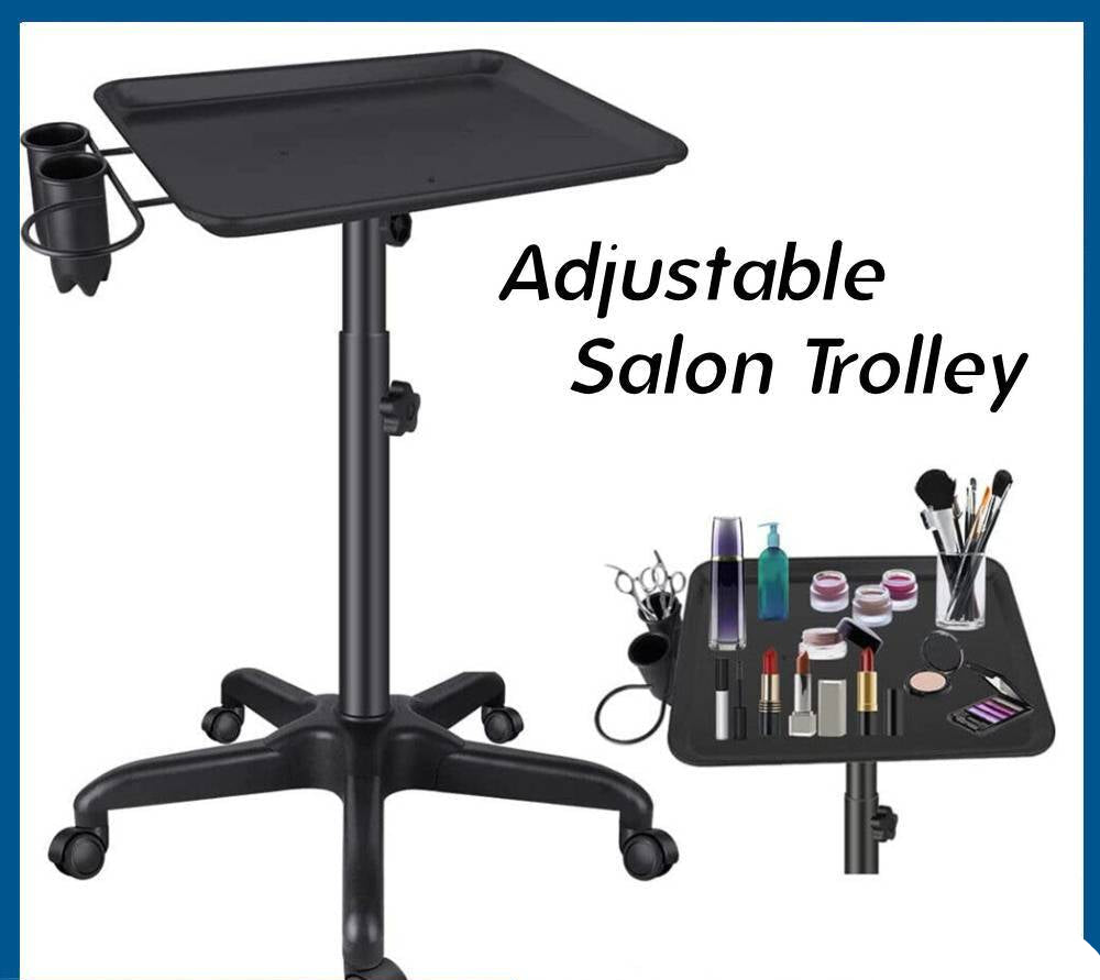 Aluminum Instrument Salon Tray Adjustable Trolley Tattoo Rolling Tray Station AU
