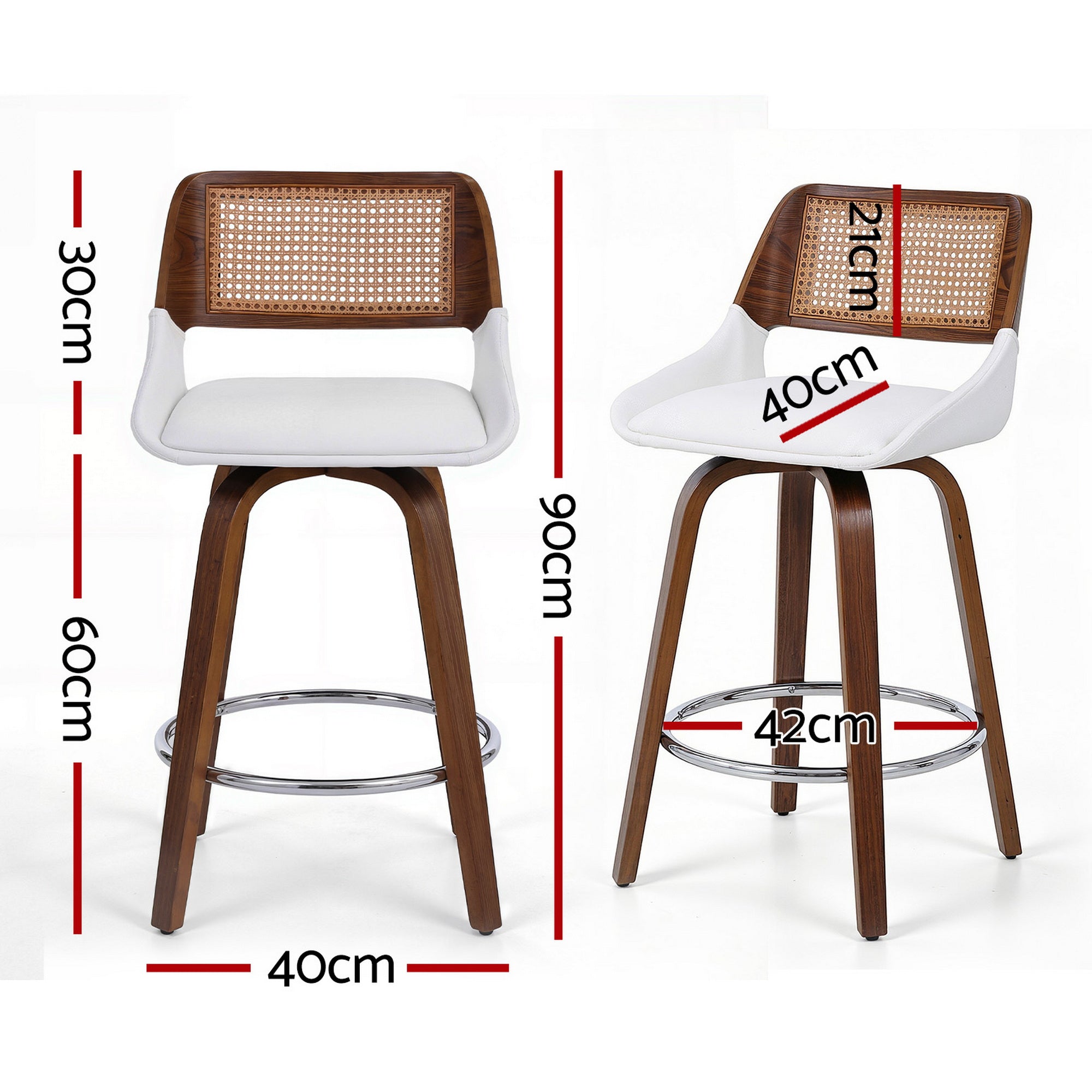 Artiss Wooden Bar Stools Swivel Kitchen Counter Stool Chair 60cm Seat Height