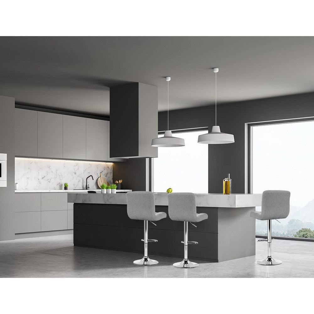 Artiss 4x Bar Stools Fabric Gas Lift Grey