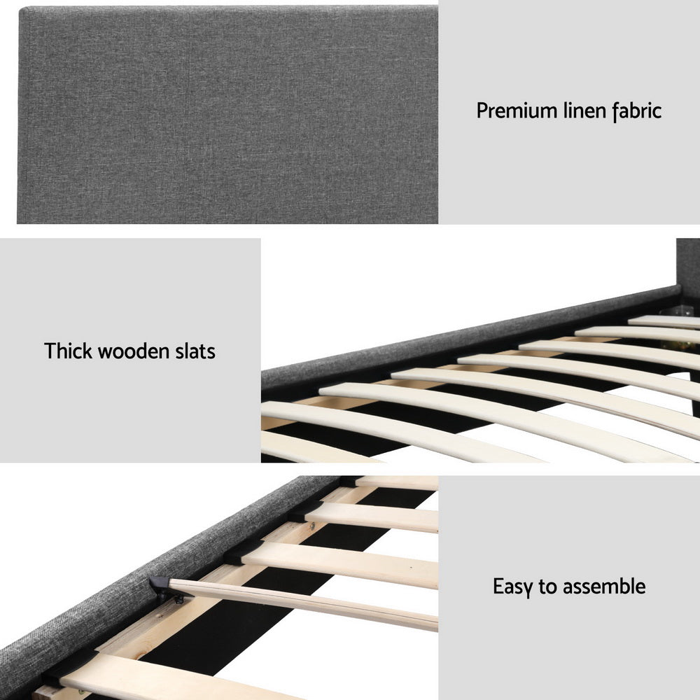Artiss Bed Frame King Single Size Grey NEO