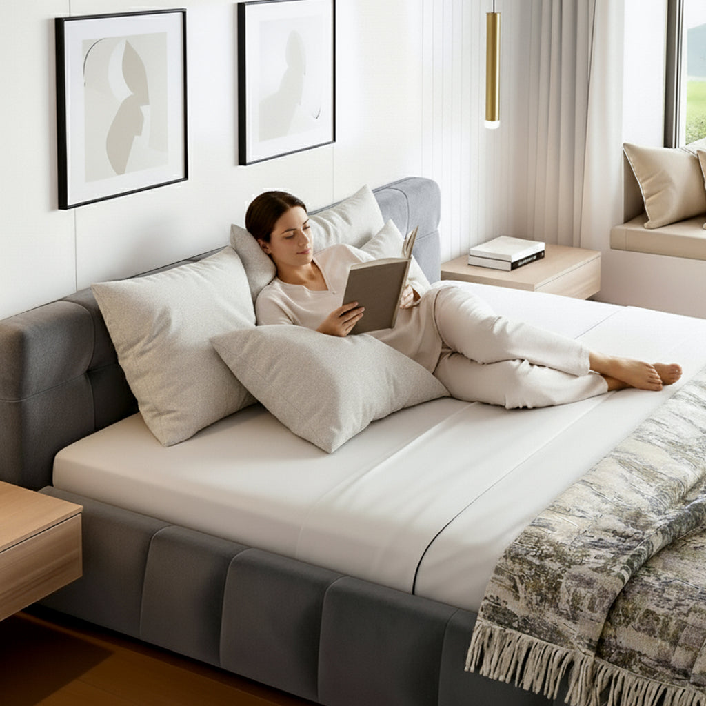 Artiss King Size Bed Frame Plush Soft Headboard Velvet Platform Base for Modern Bedrooms Grey