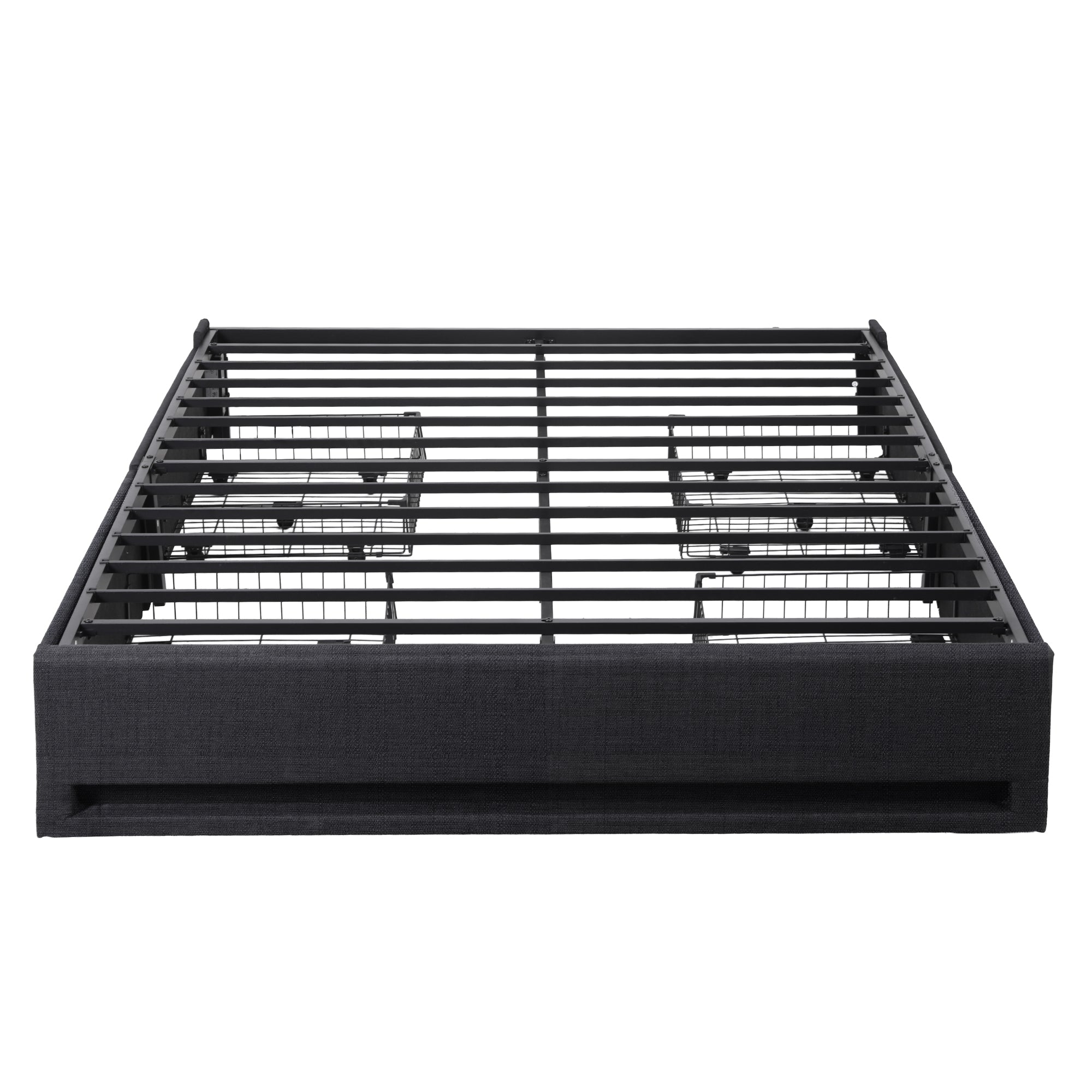 Artiss Queen Bed Frame with Storage Drawers RGB Lights Charging Station Upholstered Fabric