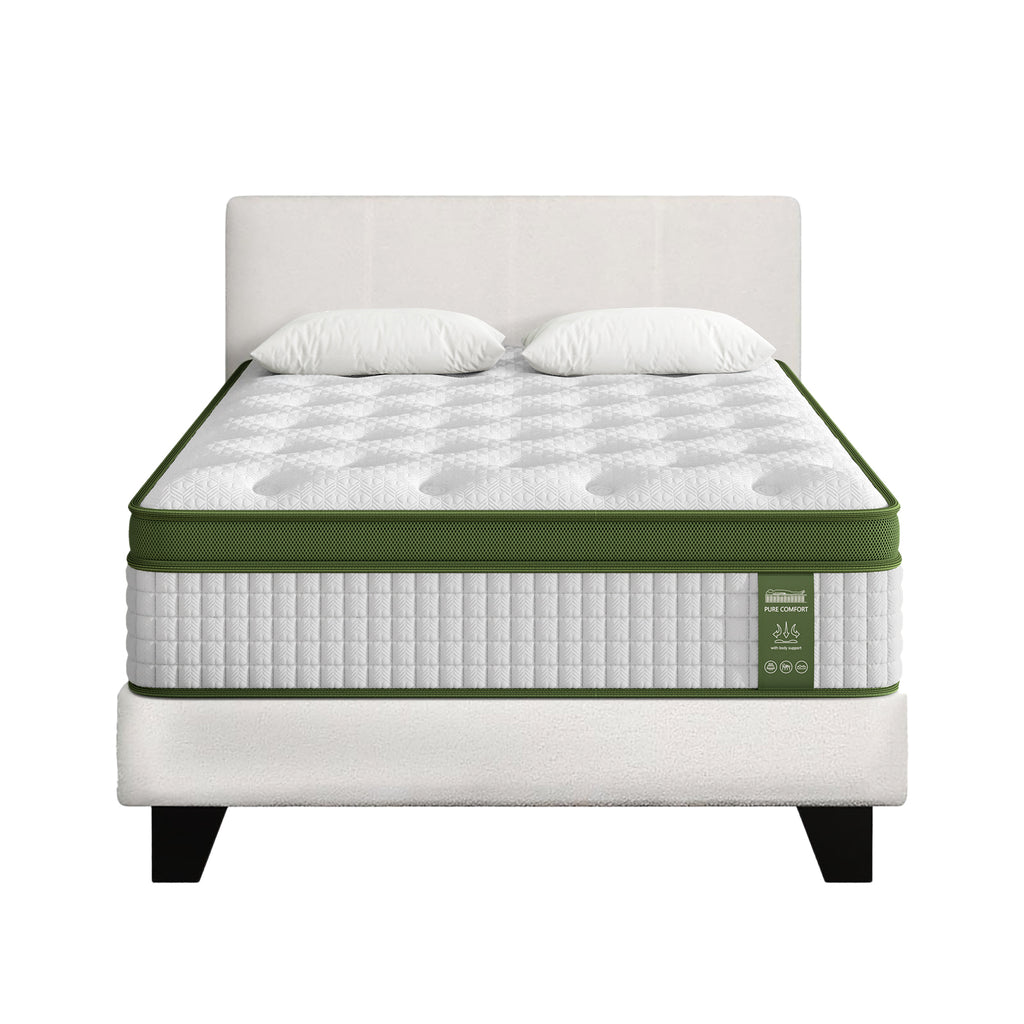 Artiss BedStory Single Bed Frame Mattress Bundle Platform Headboard Medium Firm Hybrid White
