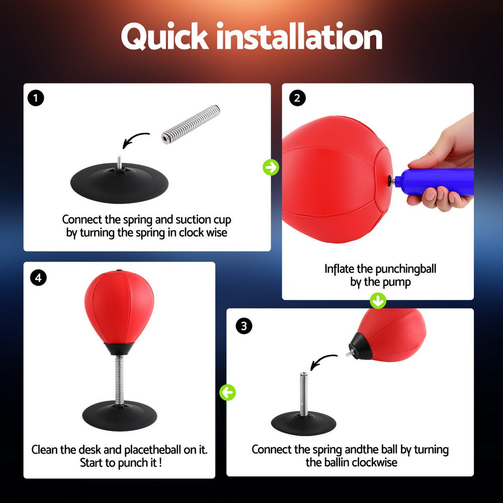 Everfit Desktop Punching Boxing Bag Stand Set with Pump Swivel Speed Balls