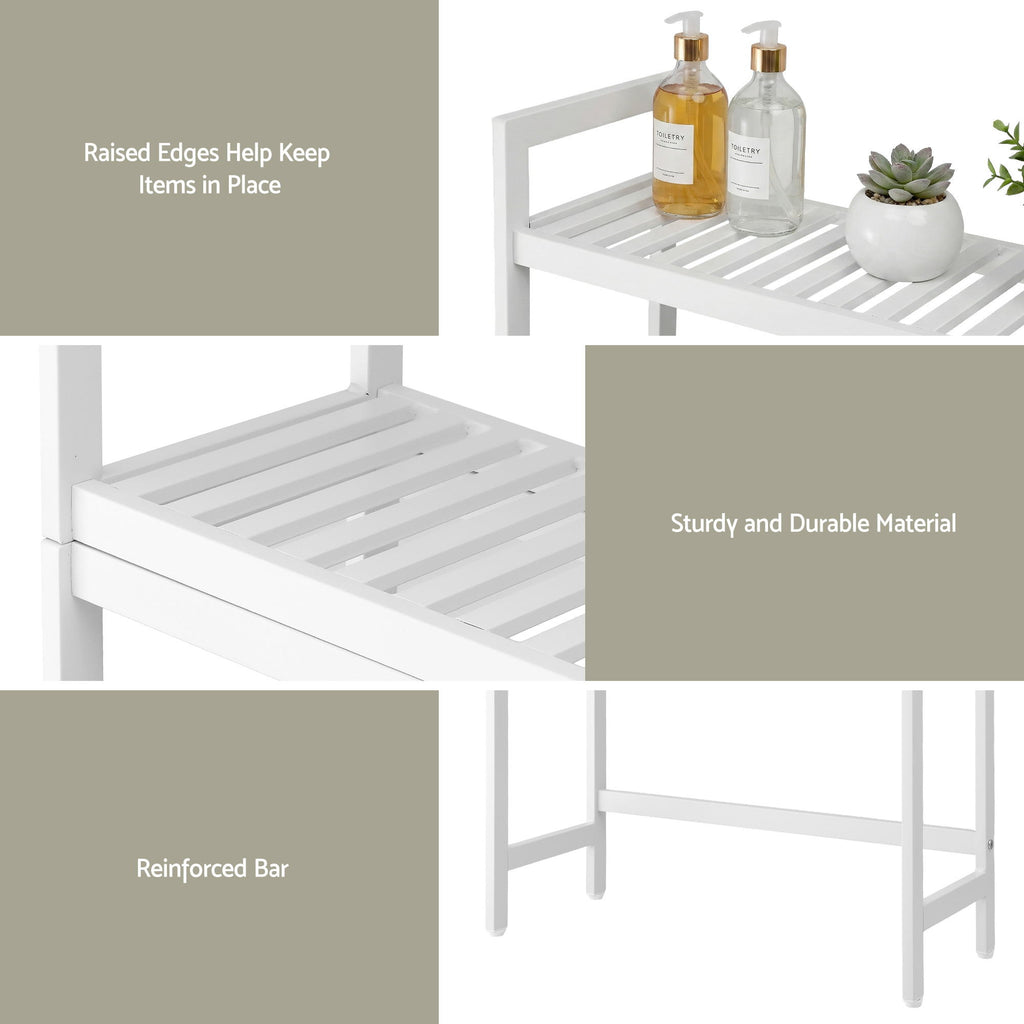 Artiss Over Toilet Storage Bathroom Rack Space Saving 3 Tier Organiser White