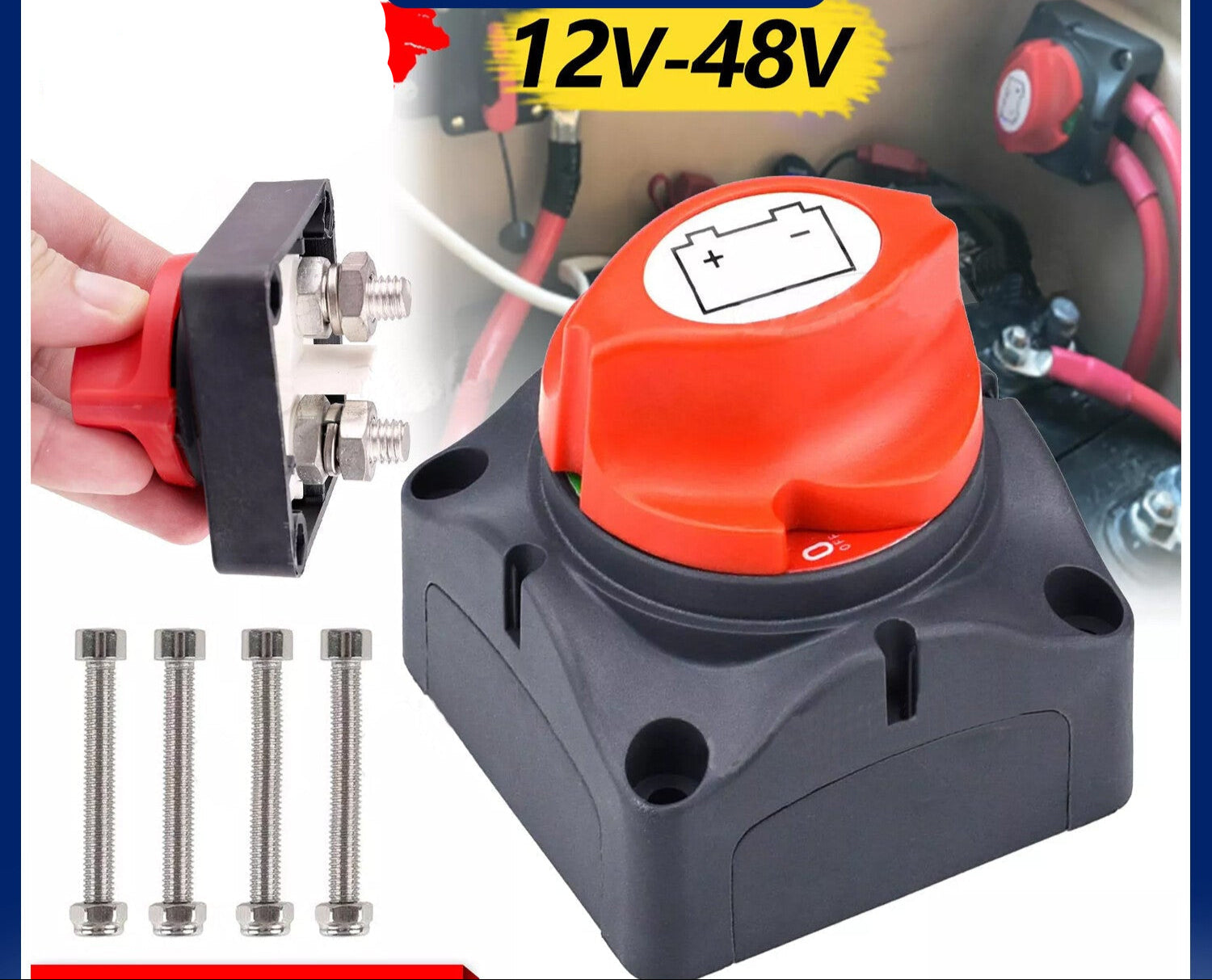 Battery Master Switch Dual System Isolator for Boat Truck Marine Caravan 12-48V
