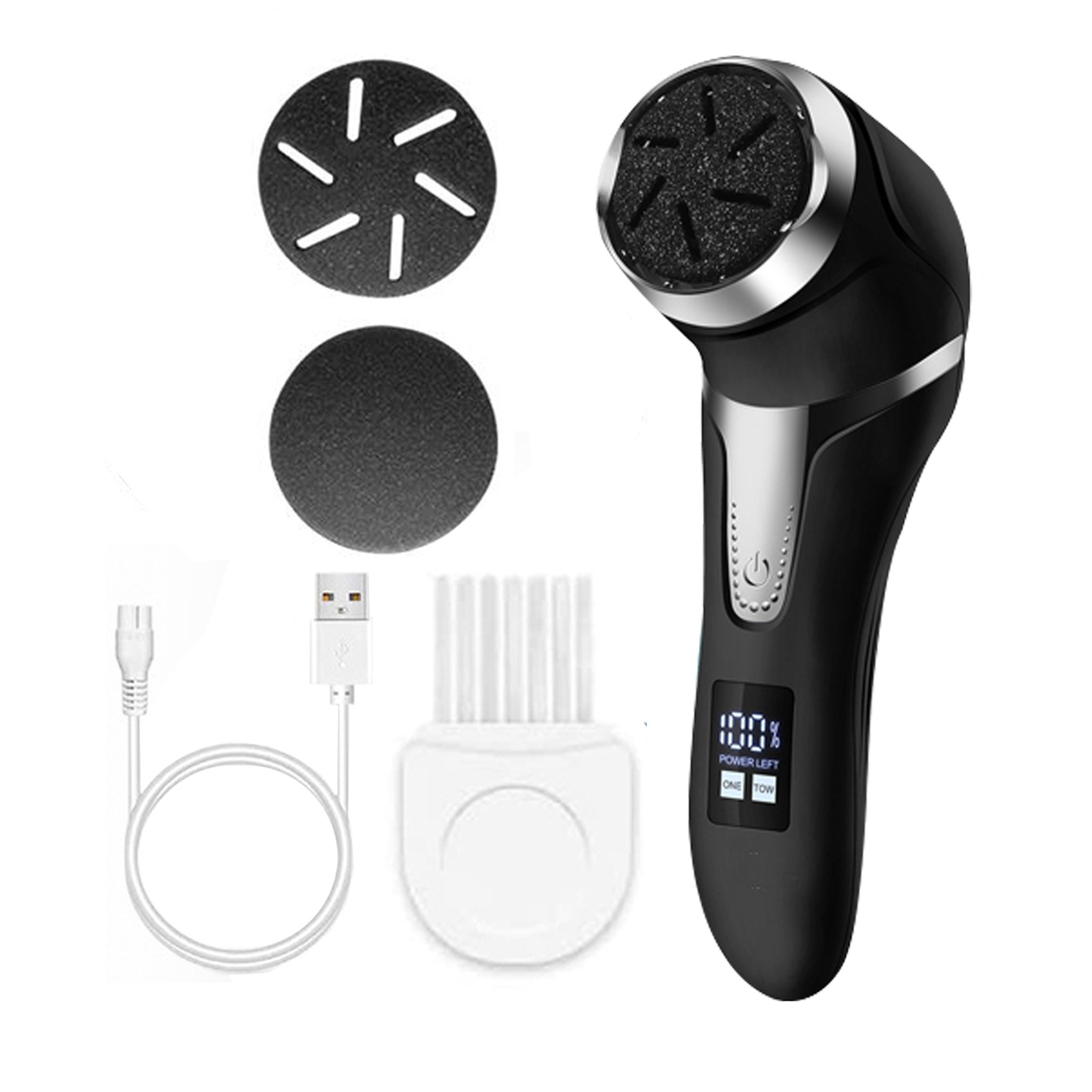Electric Foot Grinder, Dual Speed Callus Remover Kit Vacuum Adsorption Waterproof Foot Grinder With 3 Replacement Sanding Roller Heads