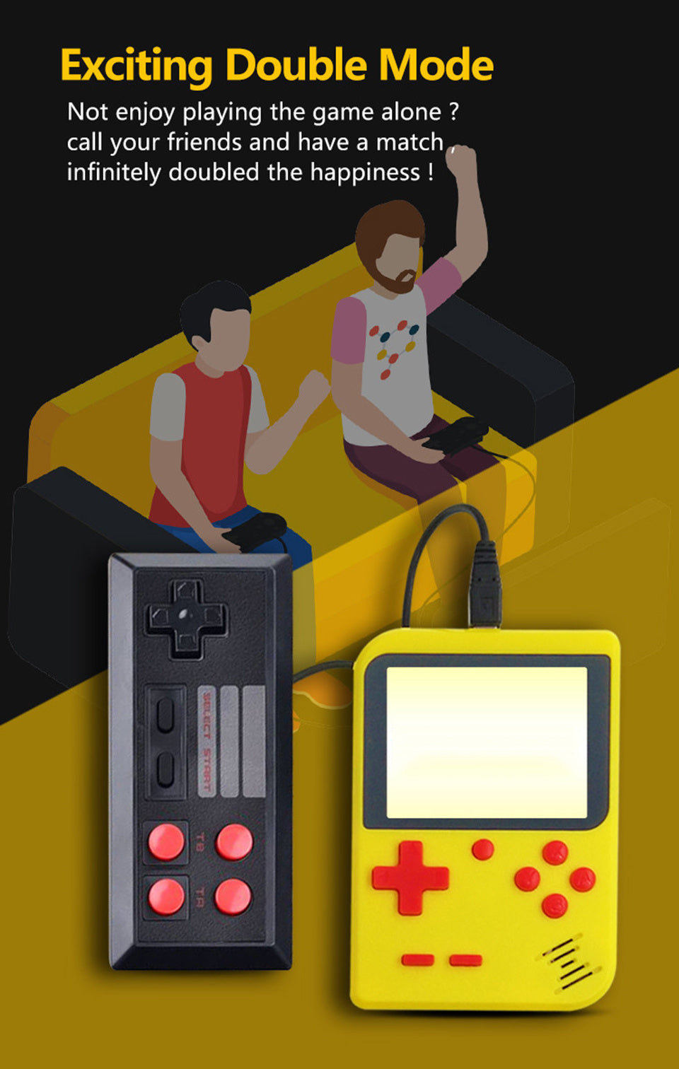 Double Handheld Classic Video Game Console With 400 Built-In Games for Kids and Adult, Portable Retro Pocket Cross-Border Game Console Kids Mini Double Handheld Classic Video Game Console Games Best for Christmas / Birthday / Thanksgiving / Valentine Gift