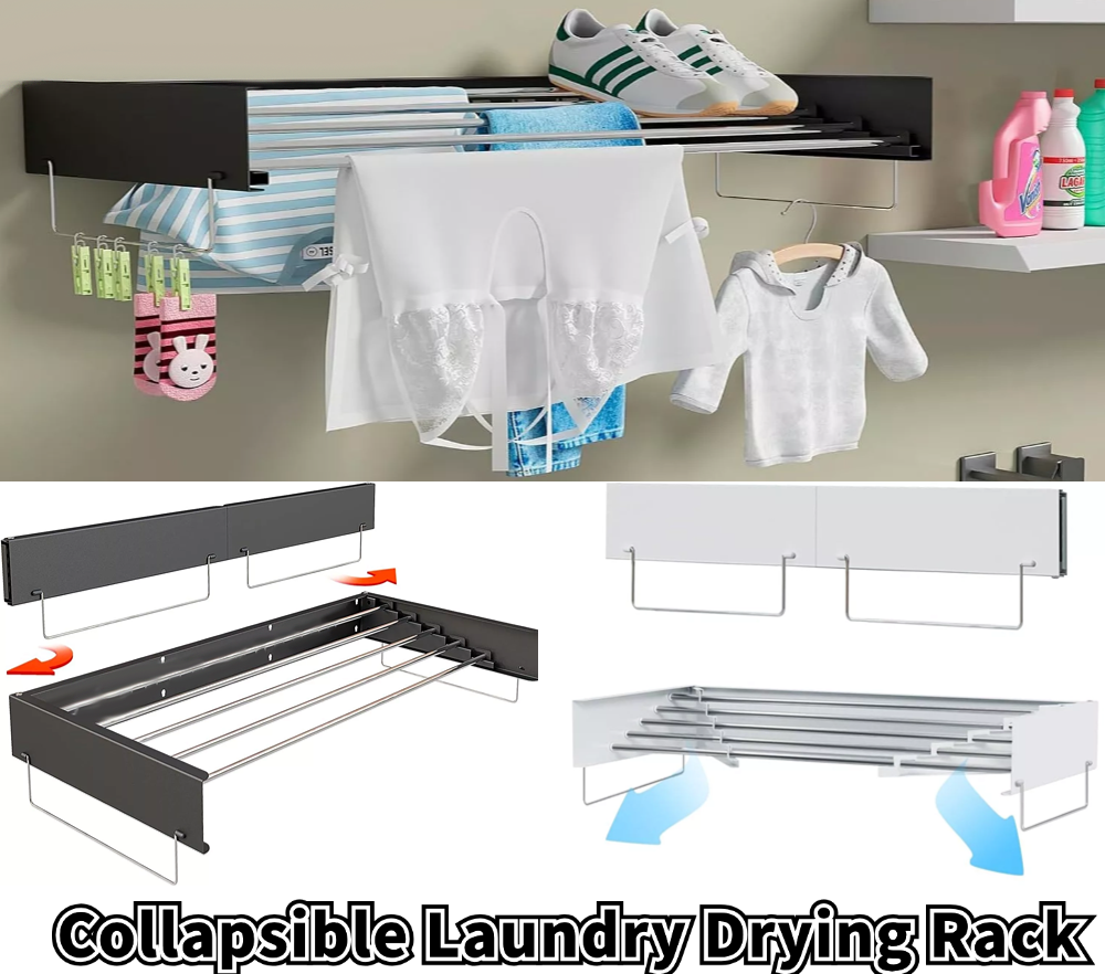 Collapsible Laundry Drying Rack Wall Mounted Clothes Drying Rack for Laundry AU