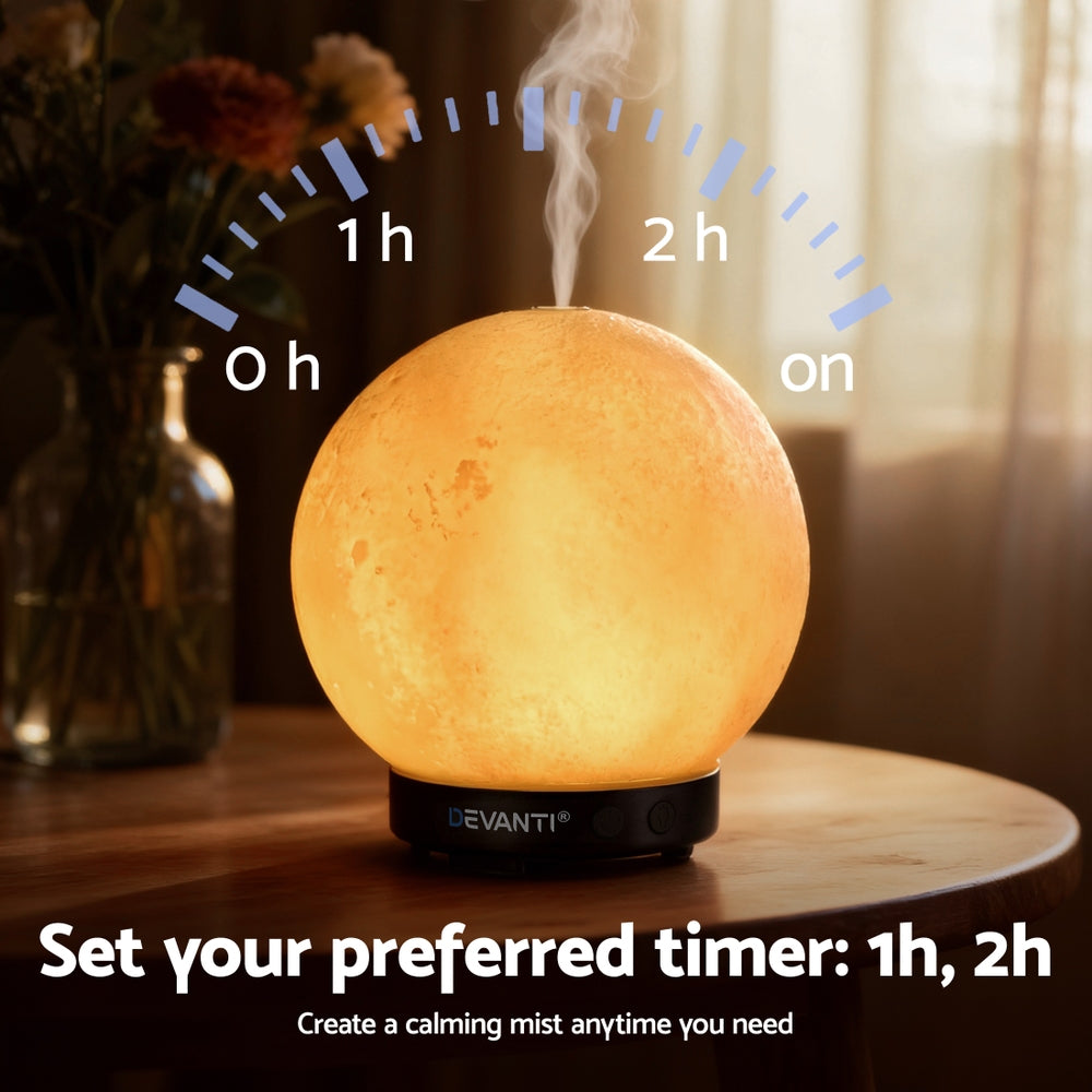 Devanti Ultrasonic Aroma Diffuser Aromatherapy Moon Lamp 100ml
