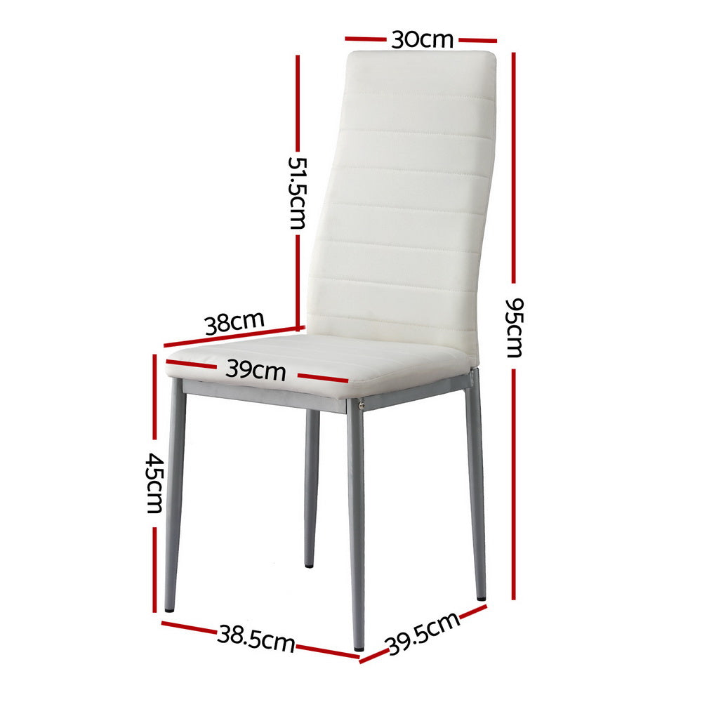 Artiss Dining Chairs Set of 4 Leather Channel Tufted White