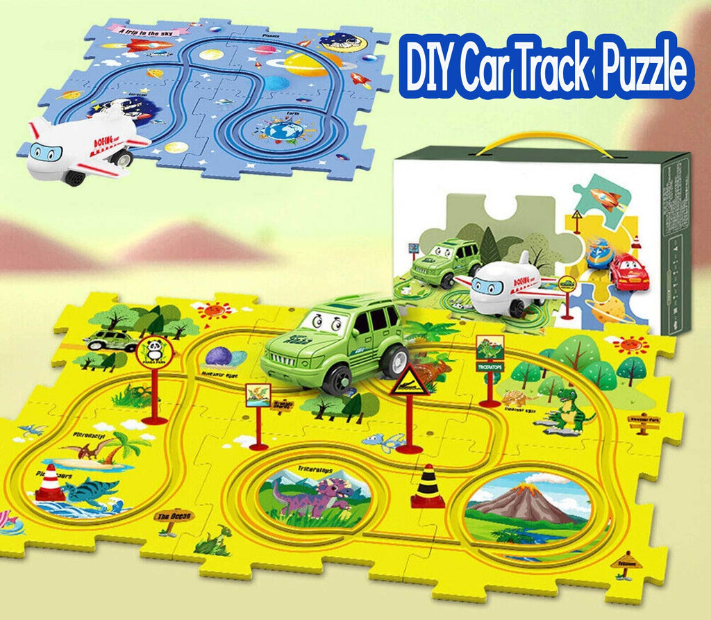 DIY Car Track Puzzle Set Preschool Educational Montessori Toy for Kid Gifts Play