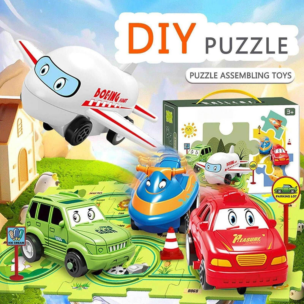DIY Car Track Puzzle Set Preschool Educational Montessori Toy for Kid Gifts Play