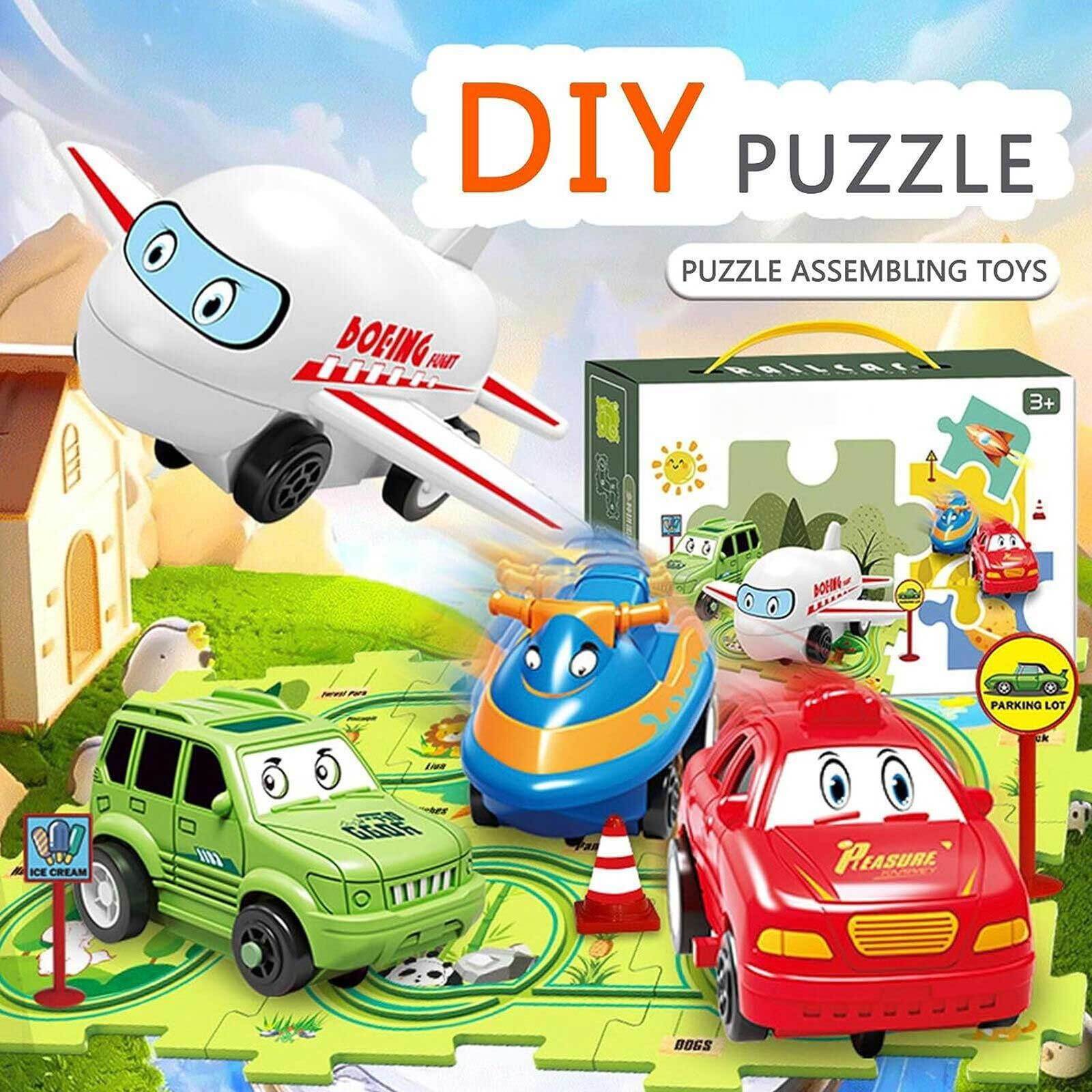 DIY Car Track Puzzle Set Preschool Educational Montessori Toy for Kid Gifts Play