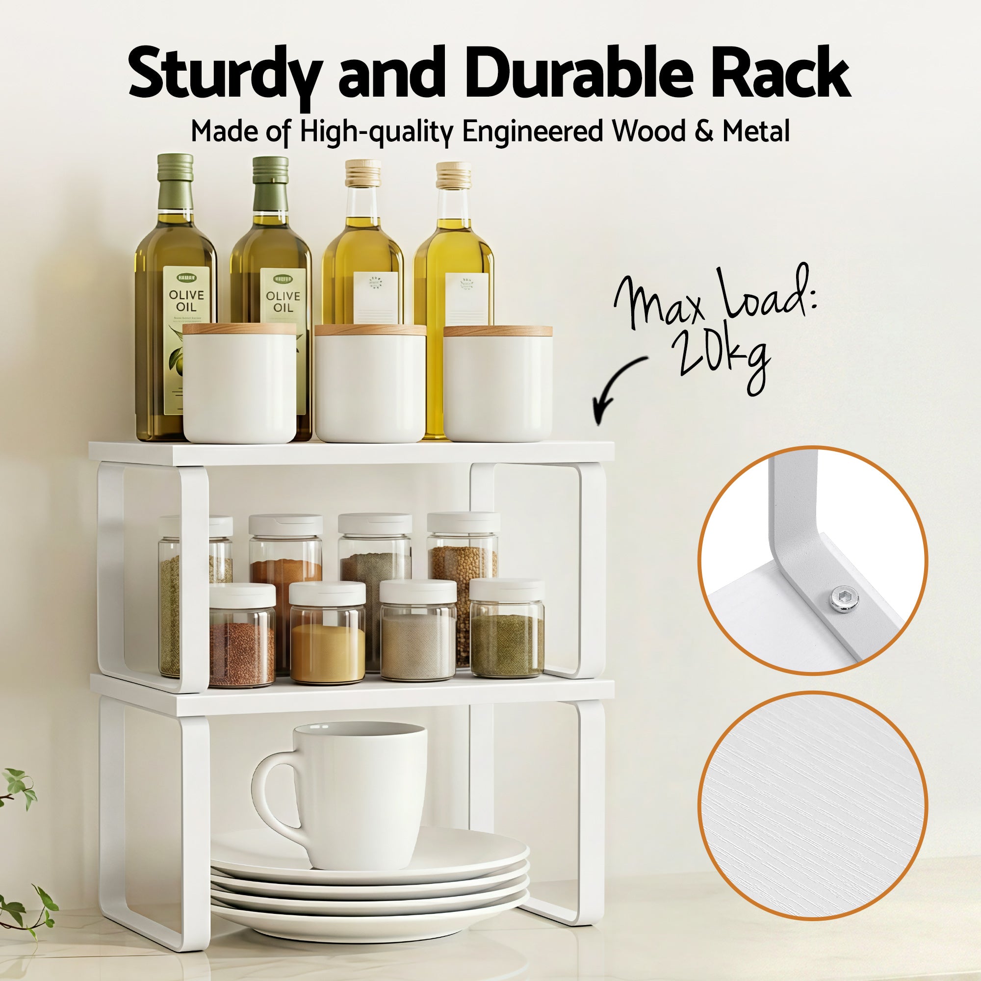 Cefito Kitchen Storage Shelves Rack Cupboard Cabinet Organiser Set of 2