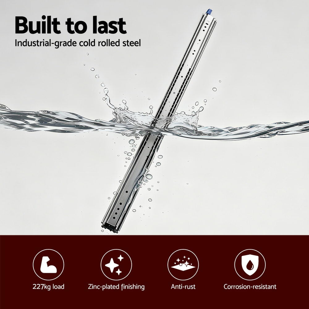 Giantz 2x Drawer Slides Full Extension Locking 227kg 914-1829mm Length
