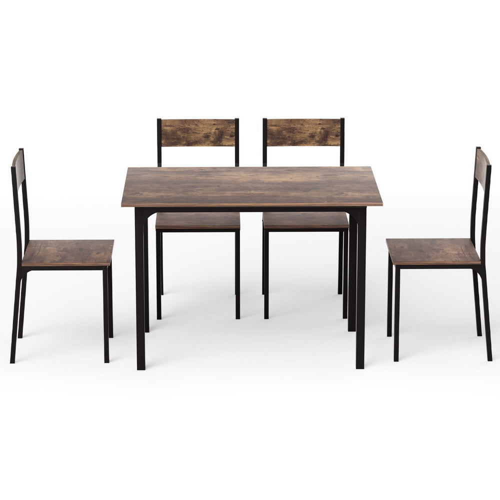 Artiss Dining Table and Chairs Set of 5 Compact Kitchen Furniture Rustic Brown