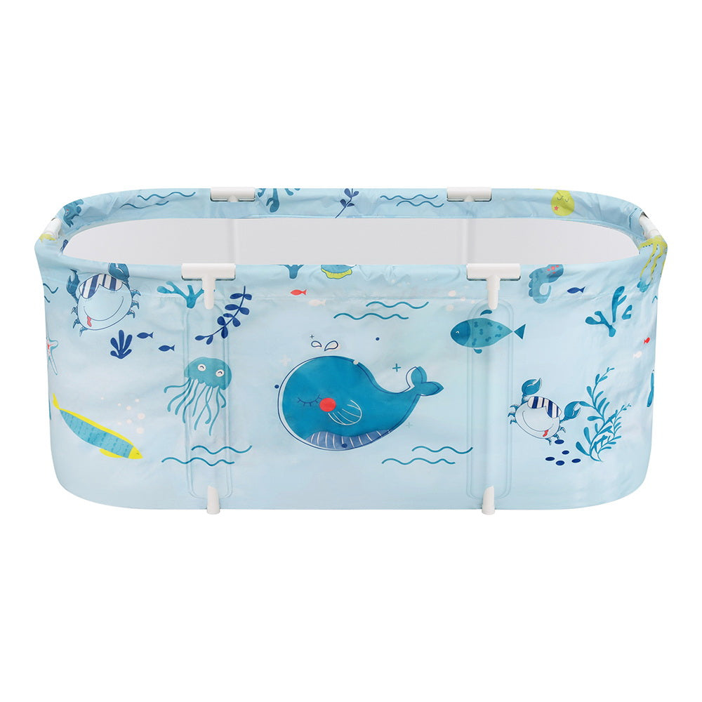 Weisshorn Foldable Bathtub PVC Spa Bucket Inflatable Cushion 114x62cm Blue