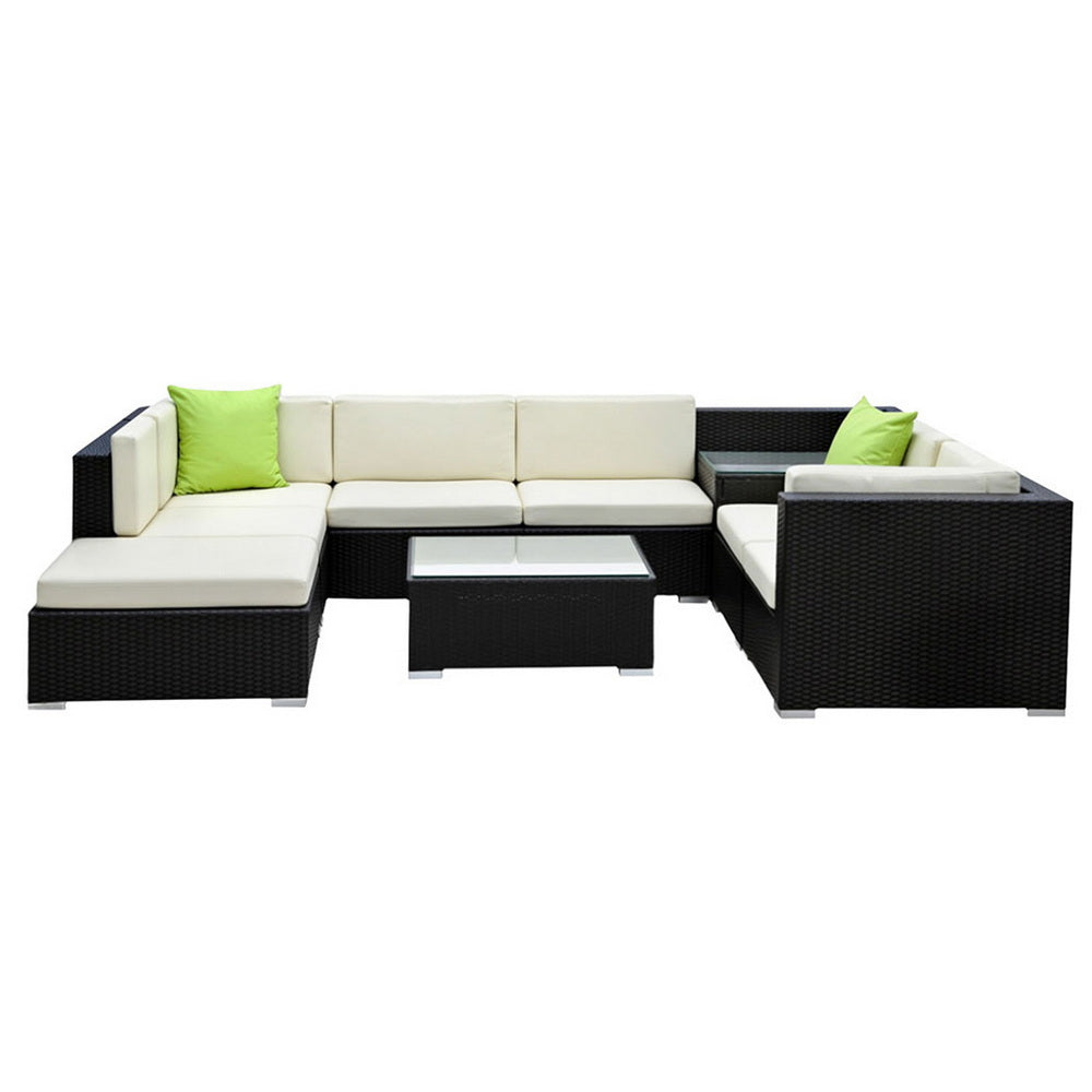 Gardeon 9-Piece Outdoor Sofa Set Wicker Couch Lounge Setting Cover