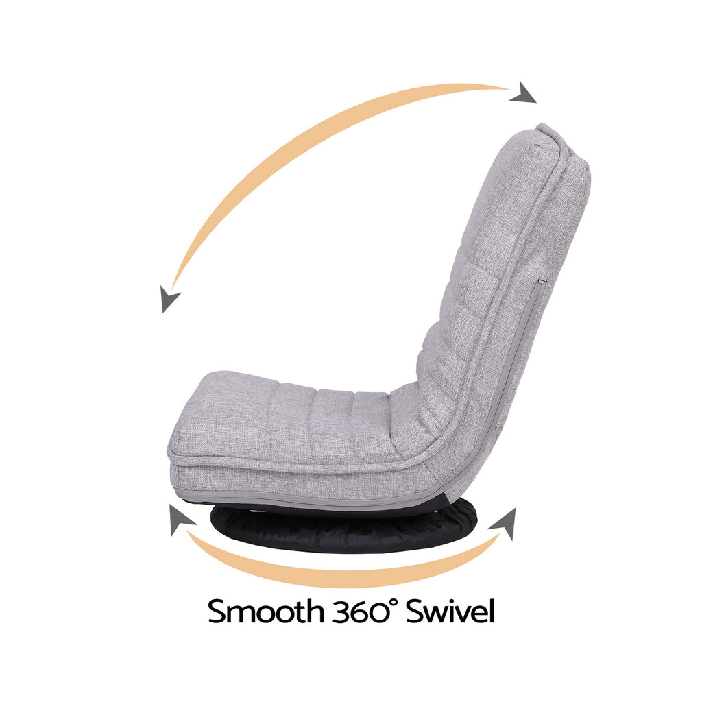 Ariss Swivel Floor Chair 360 Adjustable Foldable Lounge Seat Floor Sofa Chair Grey