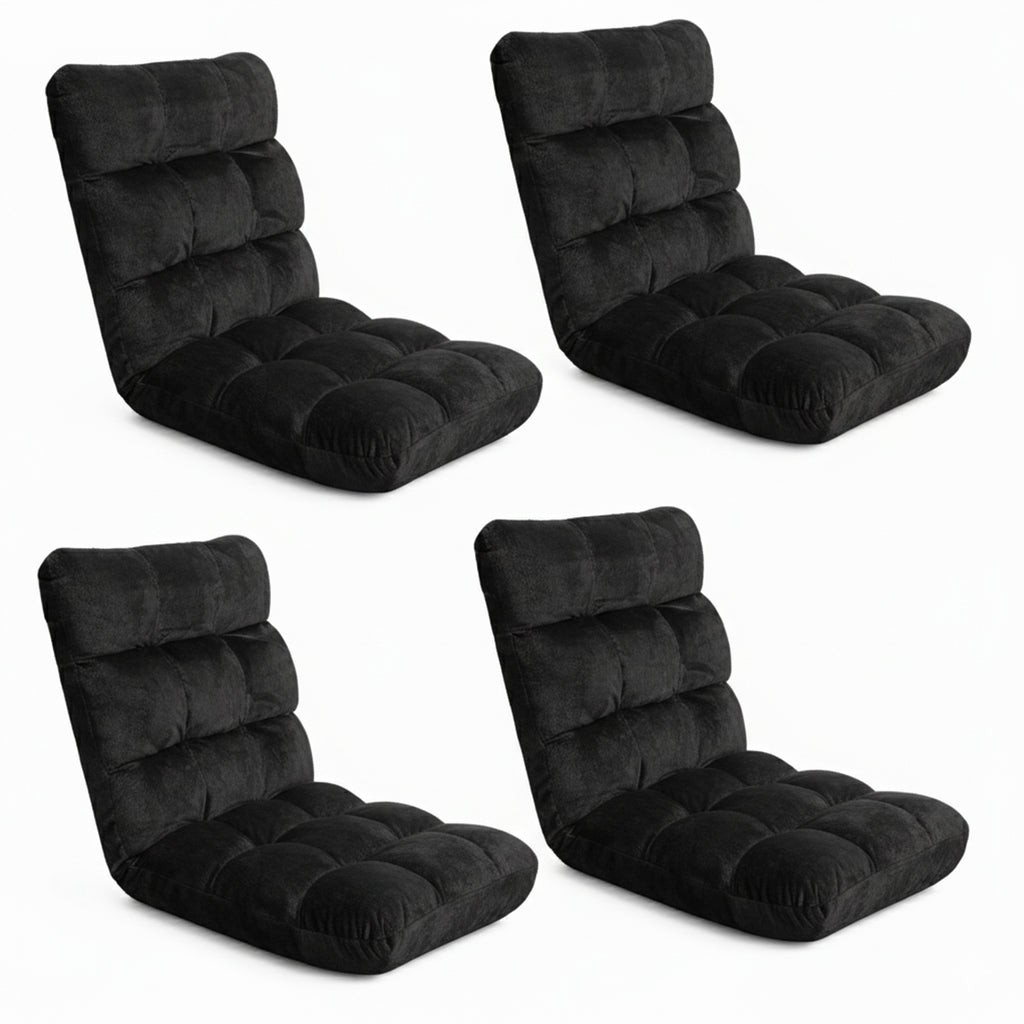 Artiss 4X Lounge Sofa Bed Flannel Fabric Black