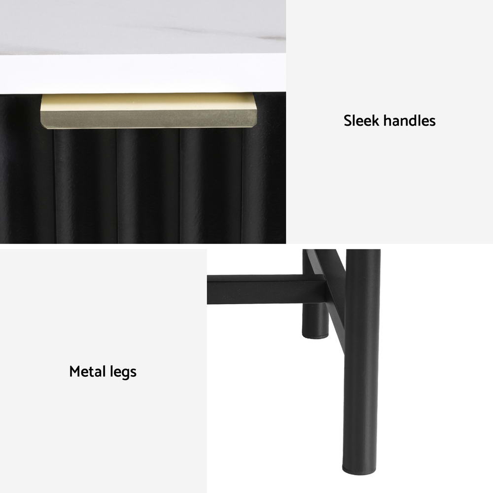 Artiss 2x Bedside Table 2 Drawers - Black