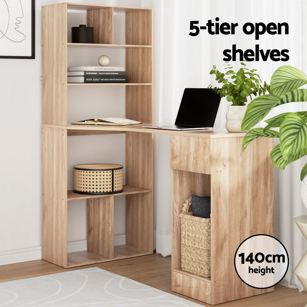Artiss Computer Desk Bookshelf Drawer Cabinet Oak 120CM