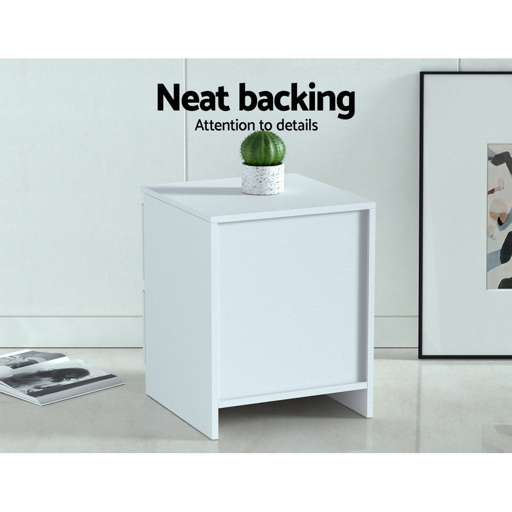 Artiss 2x Bedside Table 2 Drawers - PEPE White