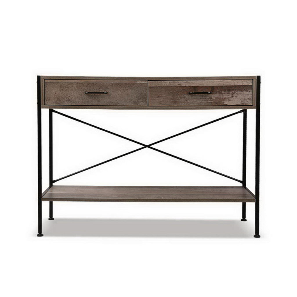 Artiss Console Table 2 Drawers Walnut Marconi