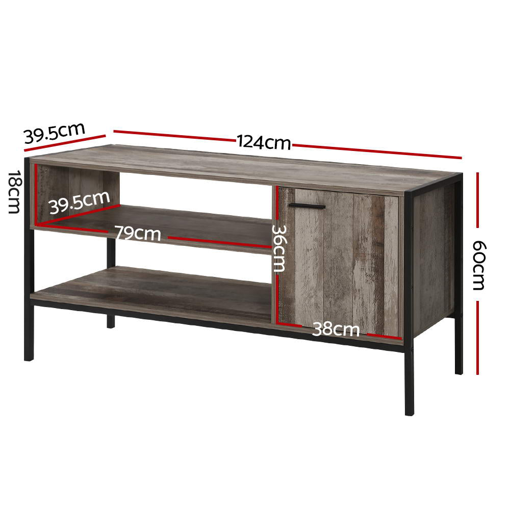 Artiss TV Cabinet Entertainment Unit Stand Storage Wood Industrial Rustic 124cm