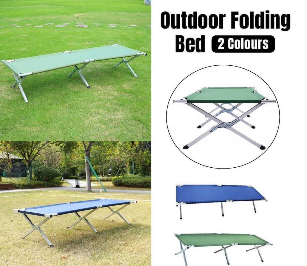 Folding Camping Bed Stretcher Light Weight Camp Hiking Portable W/ Carrier GN BU