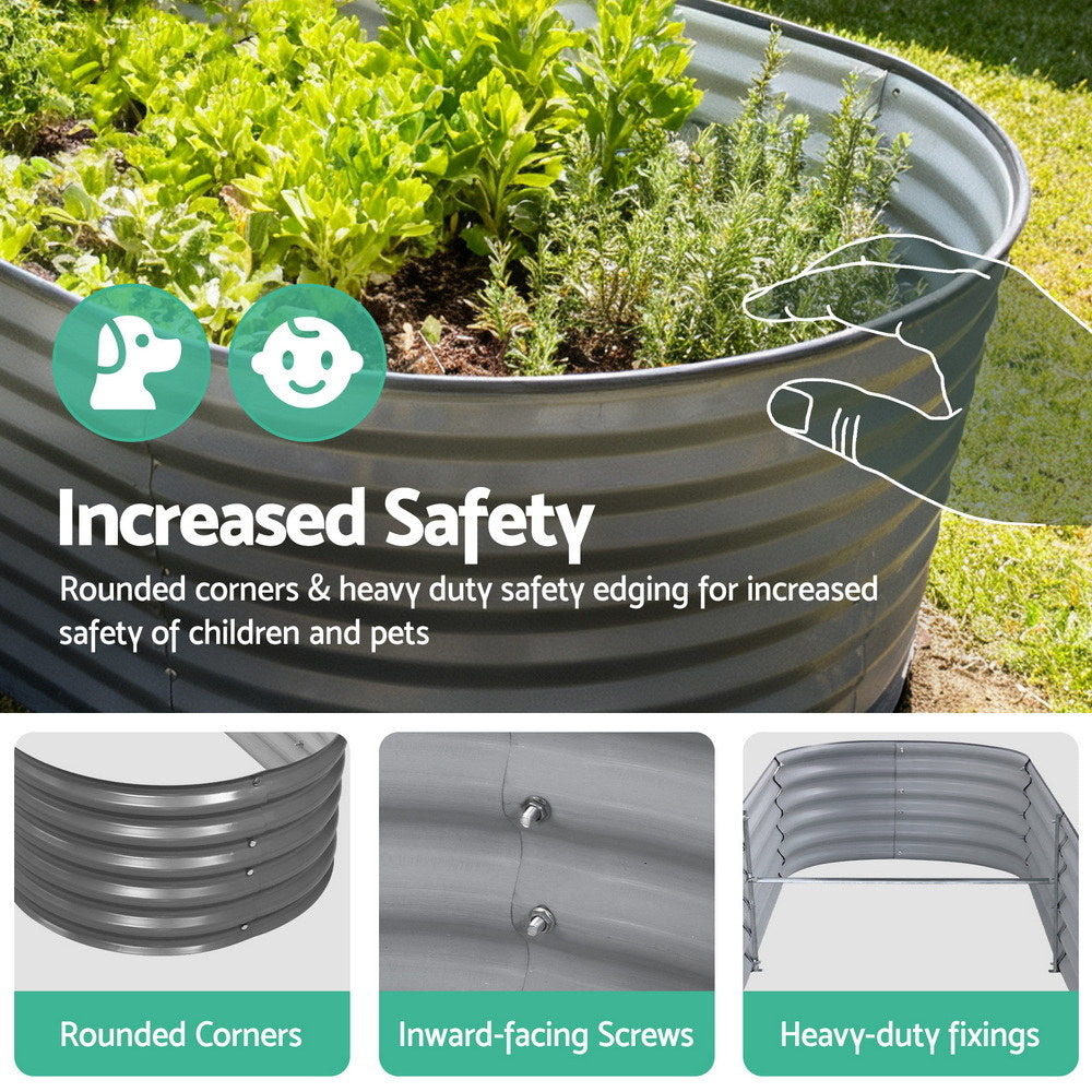 Green Fingers Garden Bed 320X80X42cm Oval Planter Box Raised Container Galvanised