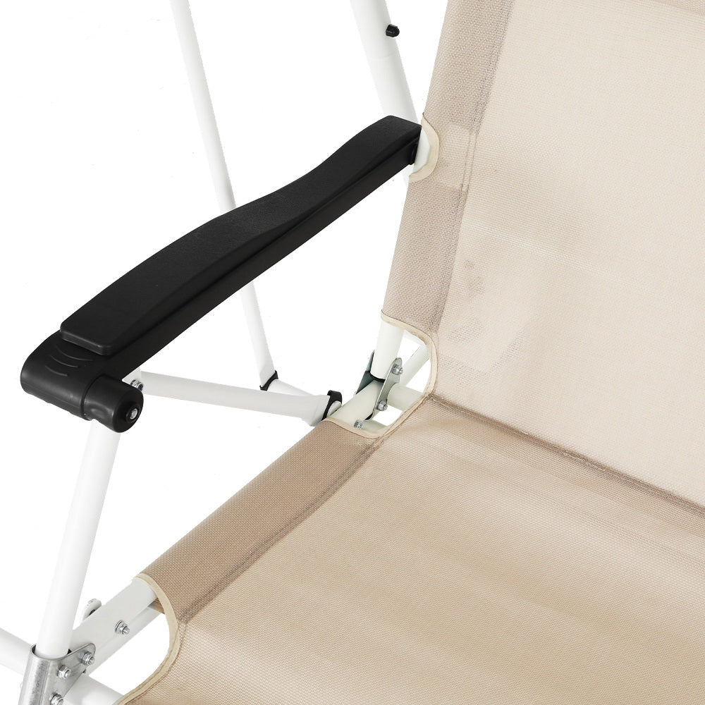 Gardeon Outdoor Swing Chair Garden Lounger Furniture Canopy 2 Seater Beige