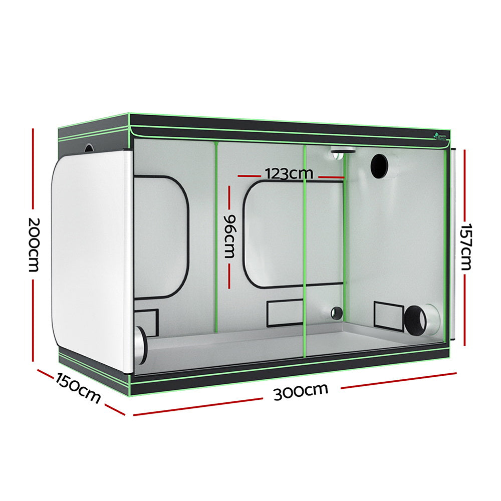 Green Fingers Grow Tent Kits 300x150x200cm Hydroponics Indoor Plant Grow System