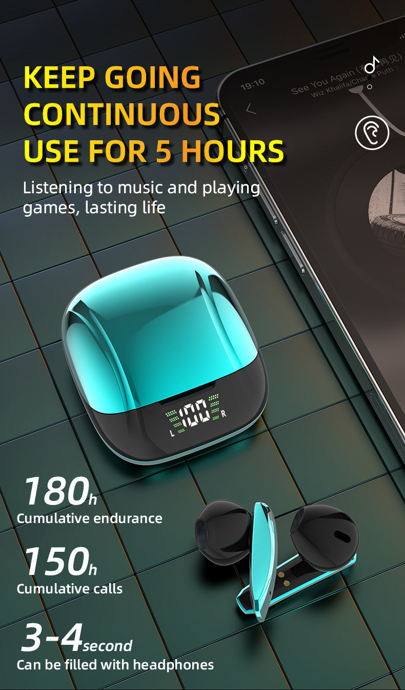 SonicStride-E68 Gaming Bluetooth Wireless Earbuds Earphones With Charging Case 9D & Surround Sound Stereo