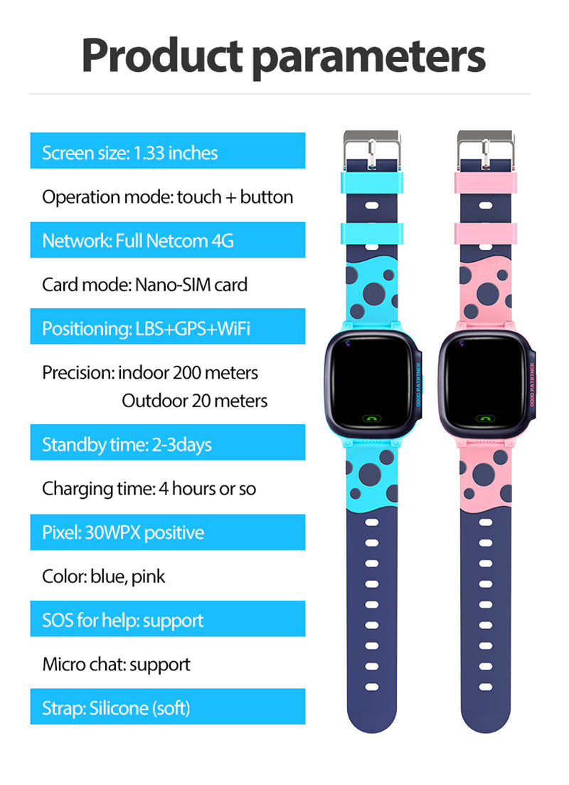 4G Kids Waterproof GPS SOS Tracking Kids Smart Watch Activity Tracker With Video Calling & Touch Screen